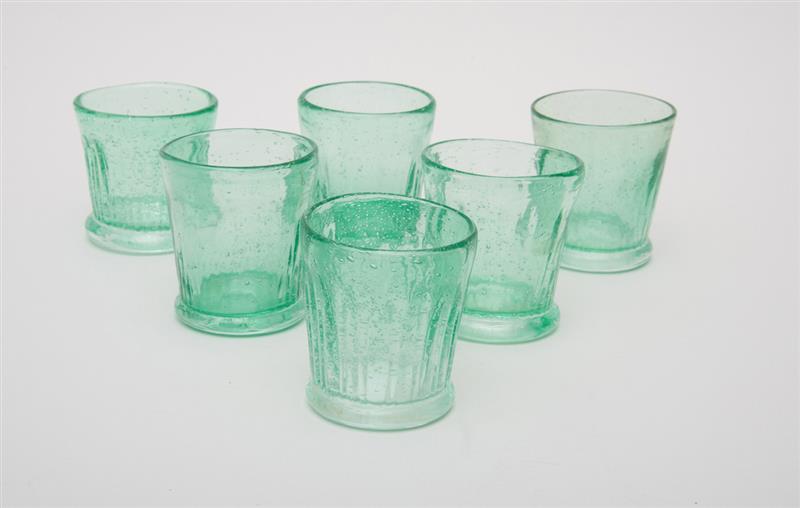 Appraisal: GROUP OF SIX MEXICAN GREEN WATER GLASSES x in diam