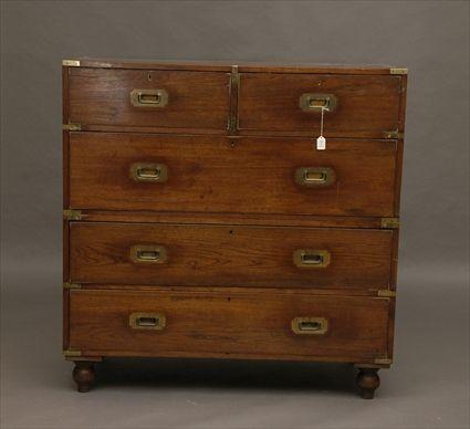 Appraisal: Mahogany Brass-Bound Campaign Chest