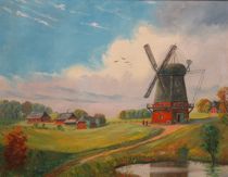 Appraisal: Continental ca th Century Windmill in a Landscape Oil on