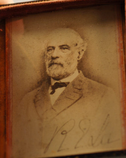 Appraisal: A Robert E Lee signed Photograph a photographic image pen