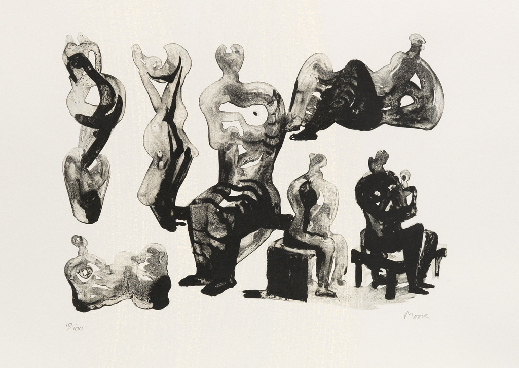 Appraisal: HENRY MOORE Ideas for Sculptures Color lithograph printed in black