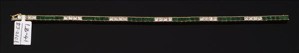 Appraisal: An emerald and diamond line bracelet by Dianoor set along