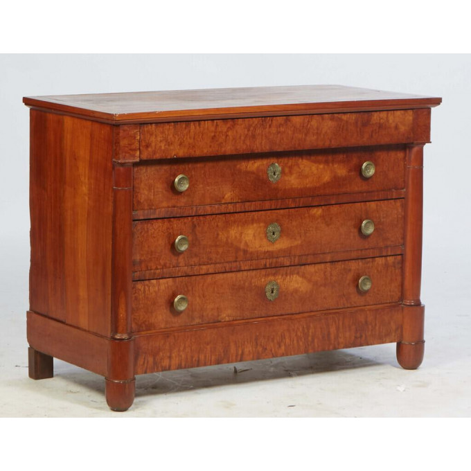 Appraisal: French Empire Style Carved Cherry Commode th c the rectangular