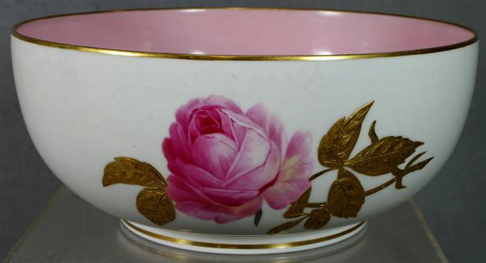 Appraisal: Minton rose and gilt decorated round porcelain bowl marked S