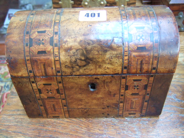 Appraisal: A Victorian walnut and tunbridge ware inlaid dome topped two