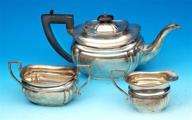 Appraisal: A George VI three piece silver teaset with marks for