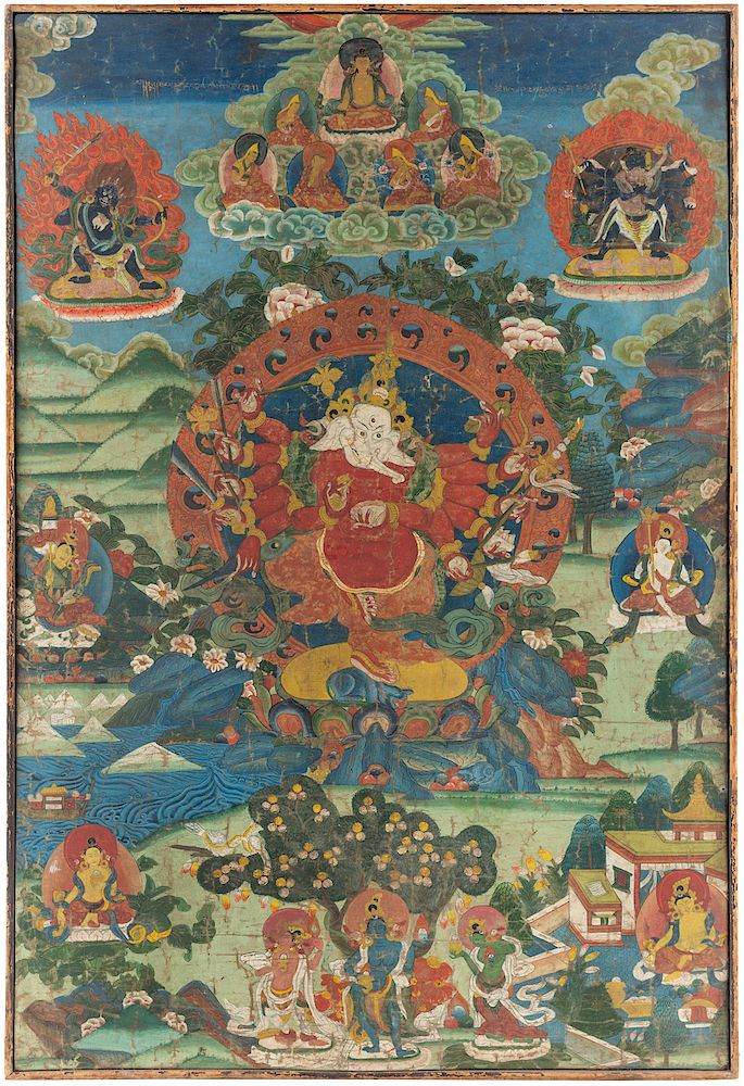 Appraisal: TH CENTURY TIBETAN ARTIST TH CENTURY TIBETAN ARTIST Ganapati Thangka