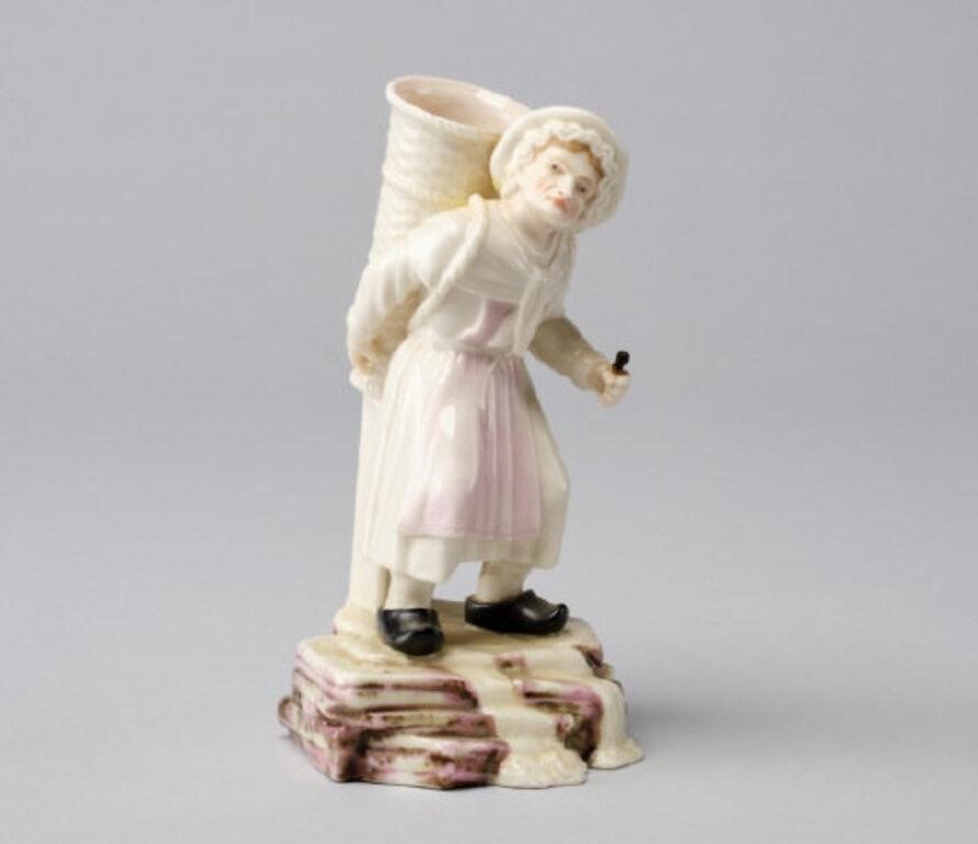 Appraisal: EARLY BELLEEK SPILL VASEA rare and early Belleek Colour figure