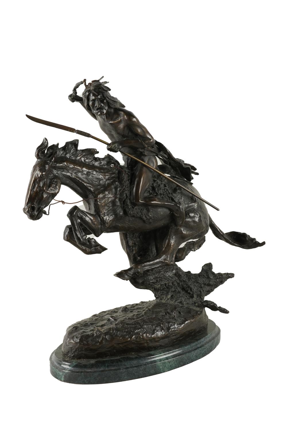 Appraisal: AFTER FREDERIC REMINGTON CHEYENNE bronze on a marble plinth signed