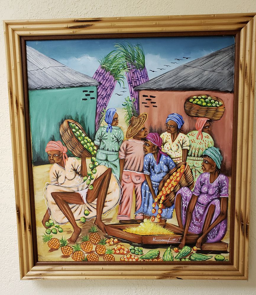 Appraisal: DORVIL OIL PAINTING HAITI MARKET SCENE Signed lower Righr Dorvil