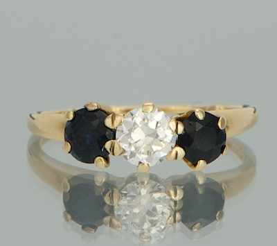 Appraisal: A Ladies' Sapphire and Diamond Ring k yellow gold ring