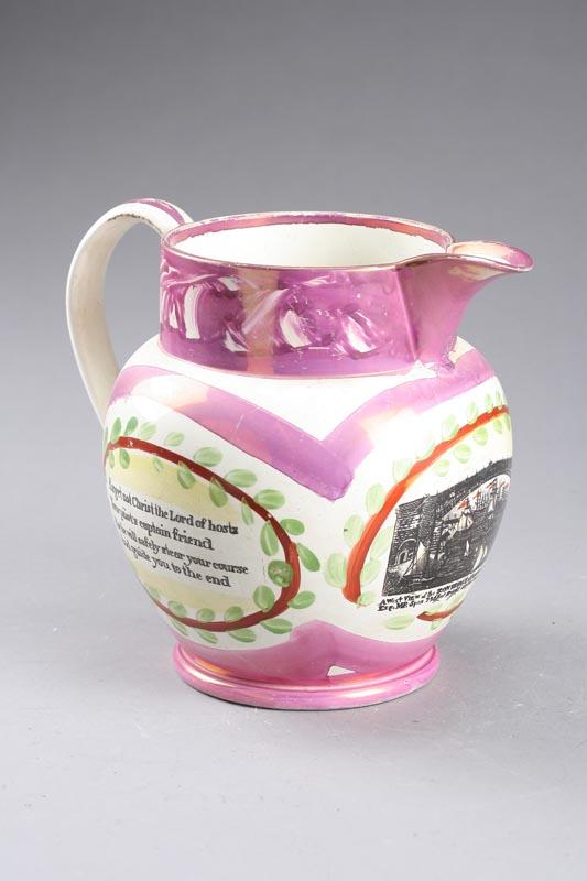 Appraisal: SUNDERLAND LUSTER PITCHER English mid th century Pink luster and