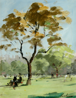 Appraisal: Hayward Veal - Hyde Park oil on board signed 'Veal'