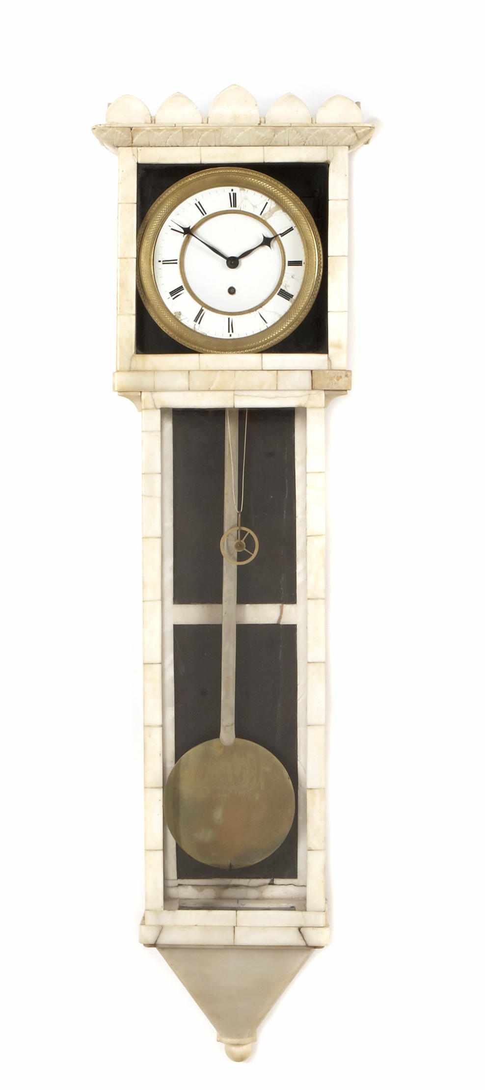 Appraisal: An Austrian alabaster wall clock height in width in depth