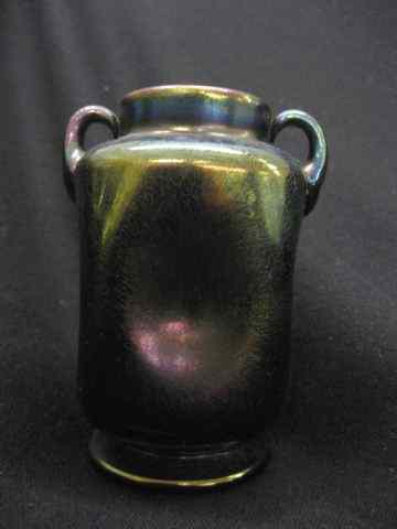 Appraisal: Webb ''Bronze Glass'' Art Glass Vase rich iridescent finish handled