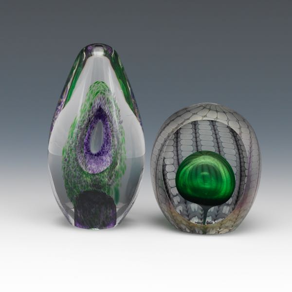 Appraisal: Tom Philabaum Two Dichroic Art Glass Paper Weights One -