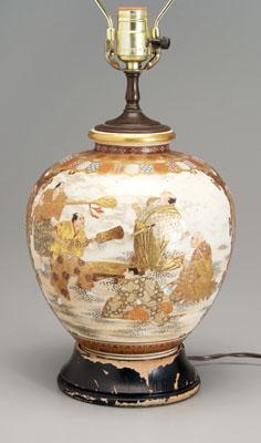 Appraisal: Japanese Satsuma vase ovoid with panels of boys playing court