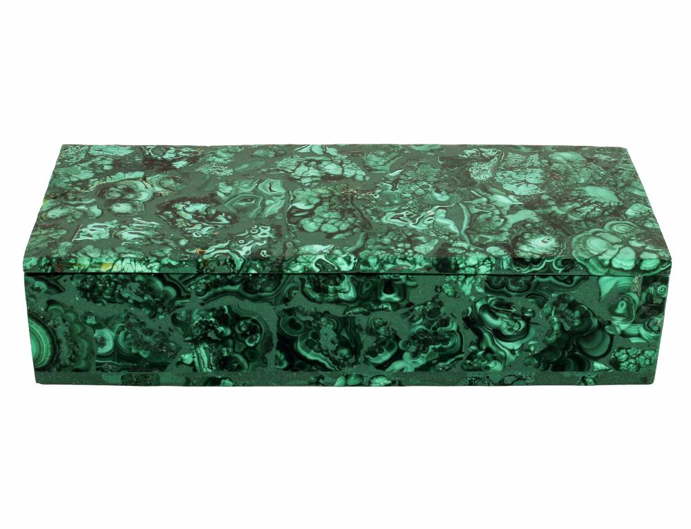 Appraisal: MALACHITE BOXunsigned Condition with repair to lid inches wide inches