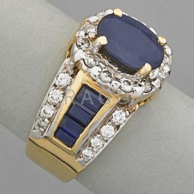 Appraisal: K GOLD SAPPHIRE AND DIAMOND RING ca Oval sapphire approx