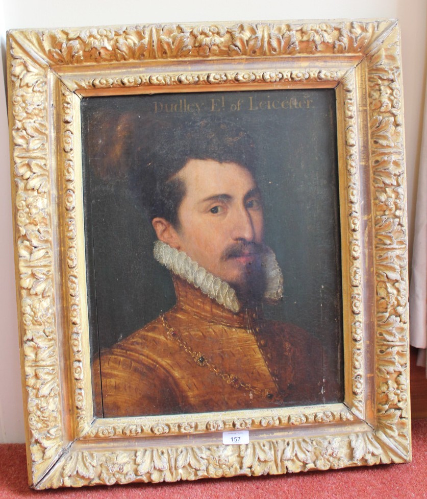 Appraisal: thC English School Dudley Earl of Leicester oil on oak