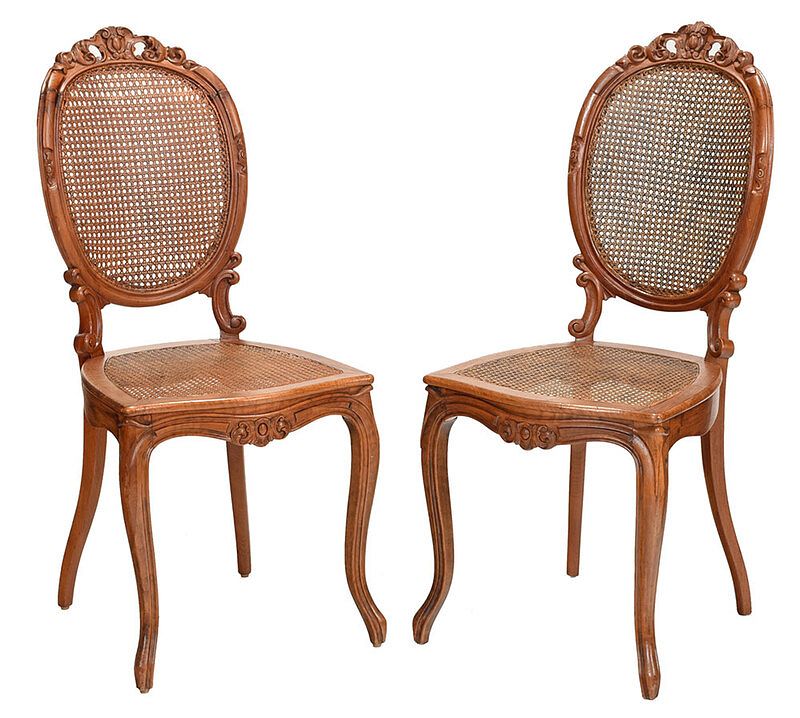 Appraisal: Pair Louis Philippe Carved Walnut Side Chairs French th century