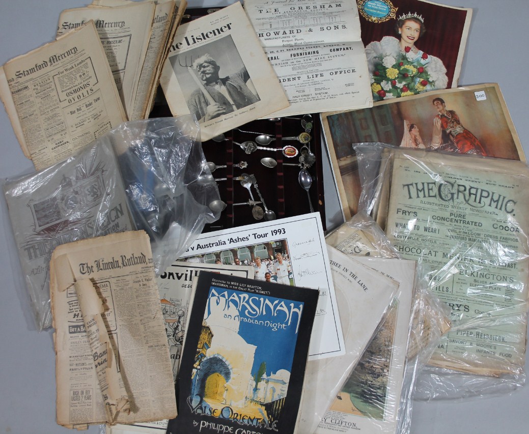 Appraisal: Various local ephemera newspapers etc of Lincoln Rutland Stamford Mercery