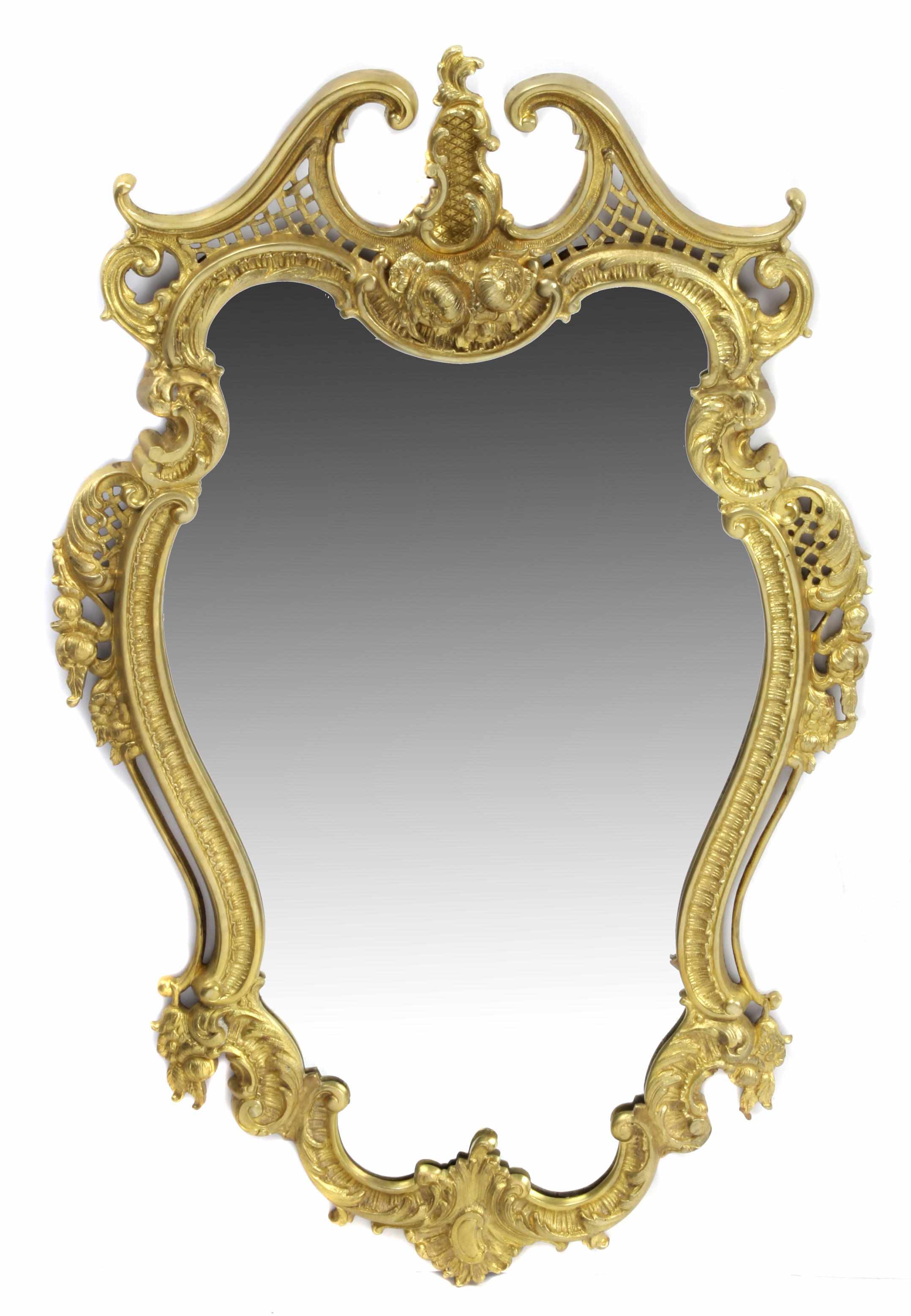 Appraisal: A pair of Louis XV style gilt bronze mirrors height