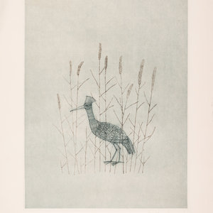 Appraisal: Keiko Minami Japanese - Heron and Reeds etching with aquatint