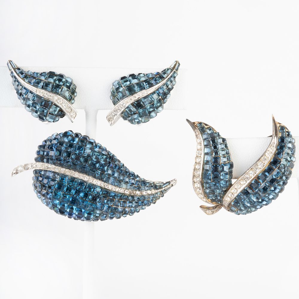 Appraisal: Two Leaf Form Brooches and a Similar Pair of Earclips