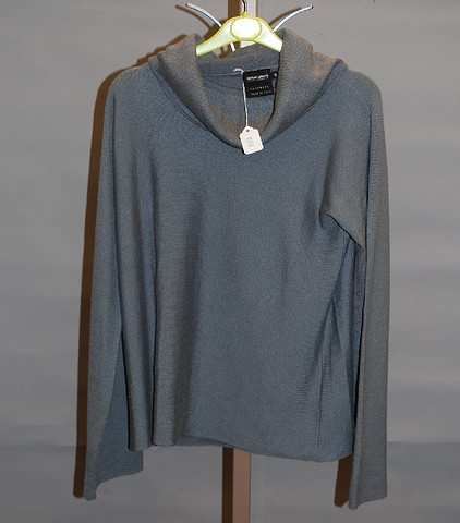 Appraisal: Giorgio Armani gray cashmere long bell sleeve turtleneck top Size