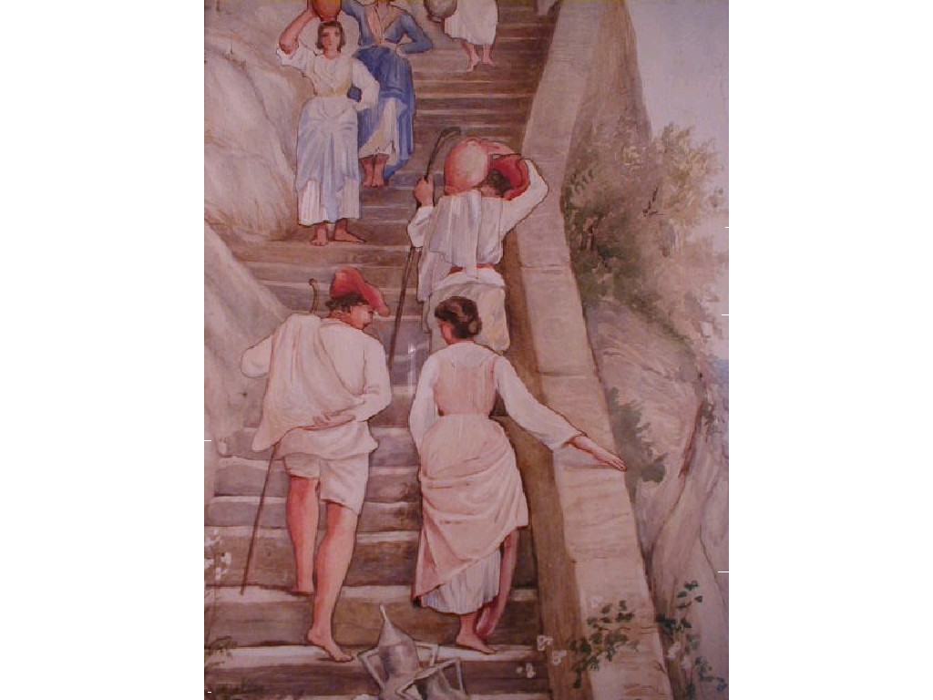 Appraisal: Italian School A watercolour of water carrying maidens on a