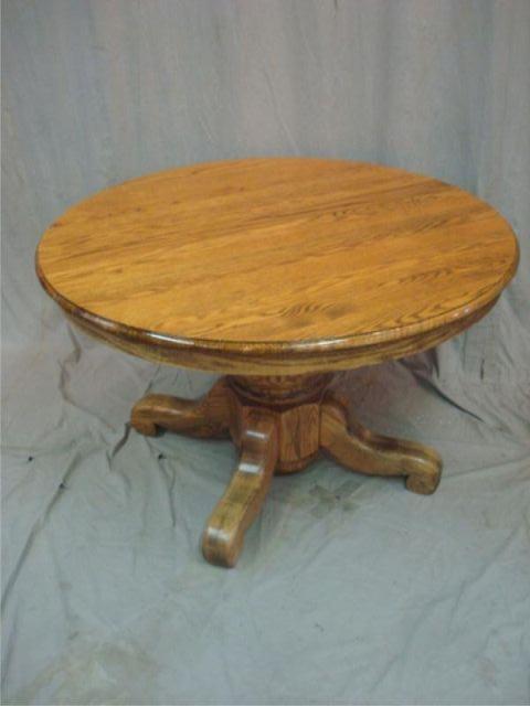 Appraisal: Oak Pedestal Table with Leaves From a Fifth Ave NYC