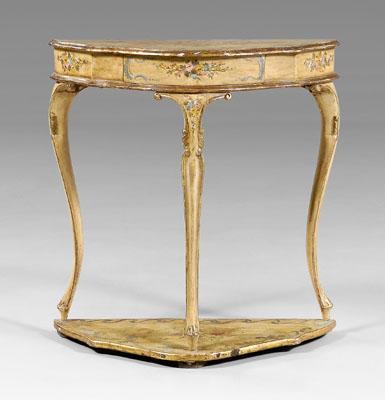 Appraisal: Venetian rococo style painted console hand-painted and parcel gilt surfaces