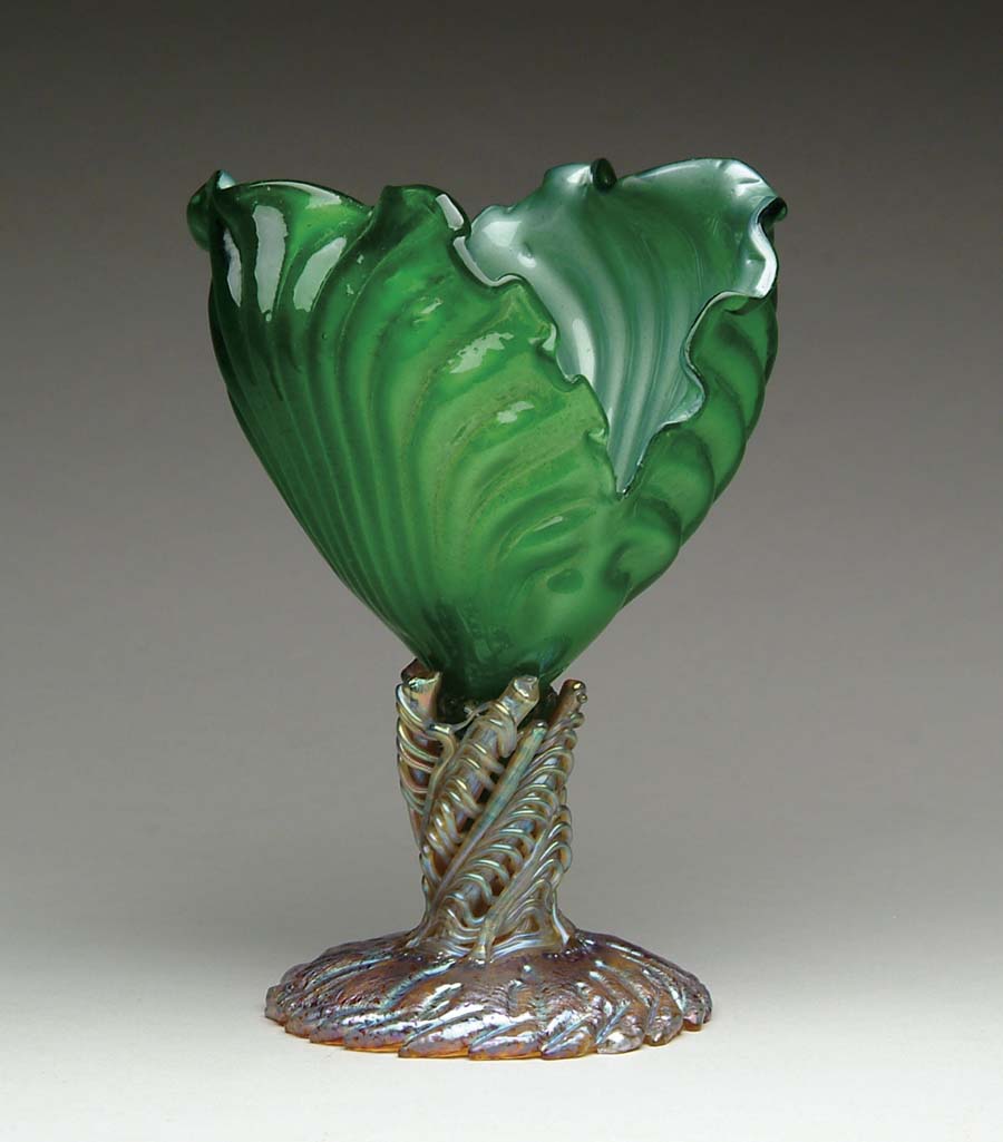 Appraisal: LOETZ VASE Interesting Loetz vase has gold and silver iridescent