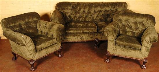 Appraisal: GEORGE III STYLE PARLOR SET Consisting of a pair of