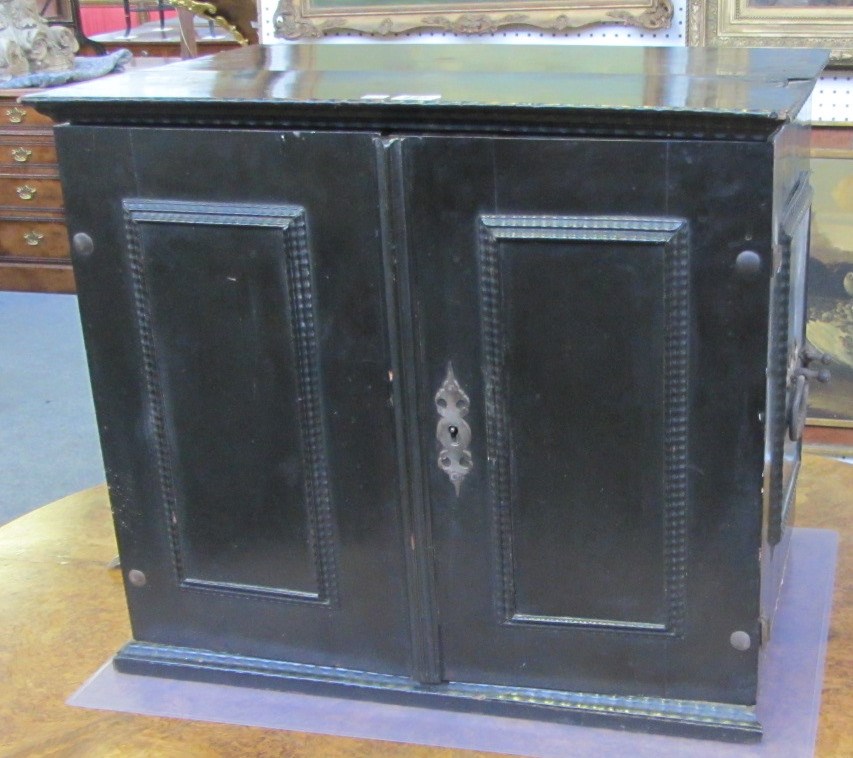 Appraisal: An th century Italian ebonised table top cabinet the pair