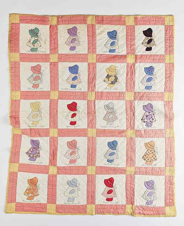 Appraisal: Sunbonnet friendship quilt ca x