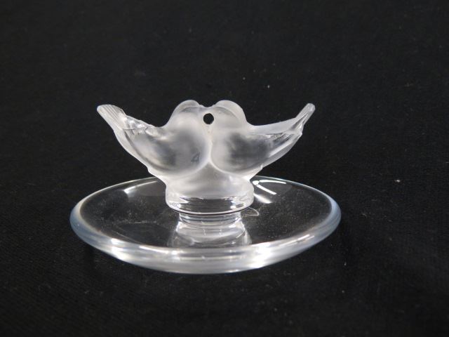 Appraisal: Lalique French Crystal Figural Pin Dish lovebirds diameter signed excellent