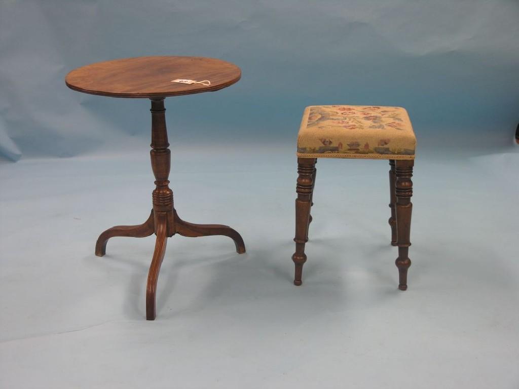 Appraisal: An early th century mahogany tripod table circular top on