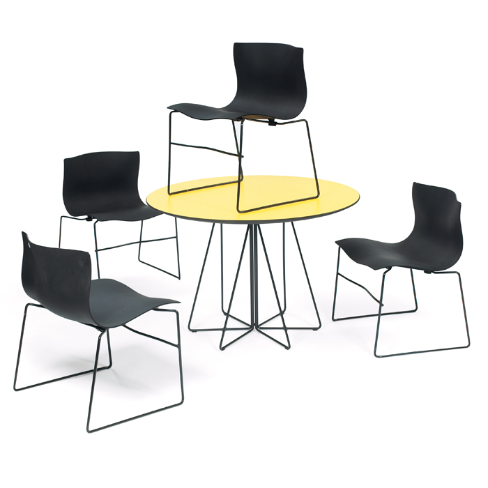 Appraisal: Massimo Vignelli PaperClip table and Handkerchief chairs four by Knoll