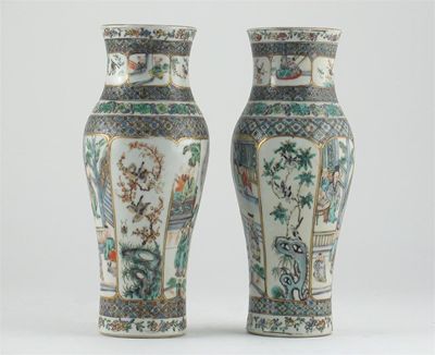 Appraisal: A pair of Chinese Canton famille verte vases decorated with