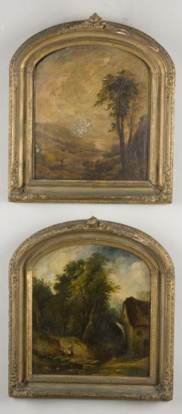 Appraisal: English School Pair of Landscapes mid th c oil on