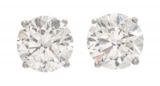 Appraisal: A Pair of White Gold and Diamond Stud Earrings dwts