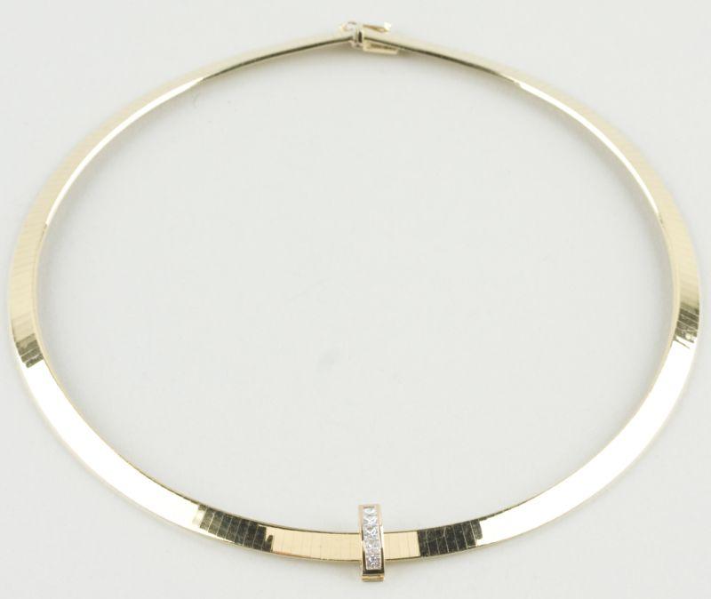 Appraisal: KT Yellow Gold Omega Necklace with Diamond Slide necklace with