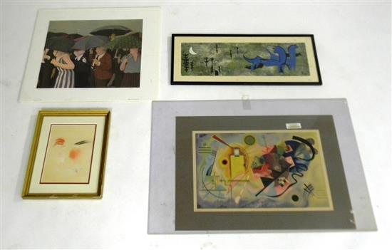 Appraisal: Four modern works on paper print signed Klee in stone