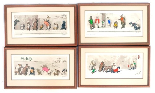 Appraisal: After Arthur Bons Klien Four dog caricatures each depicting comical