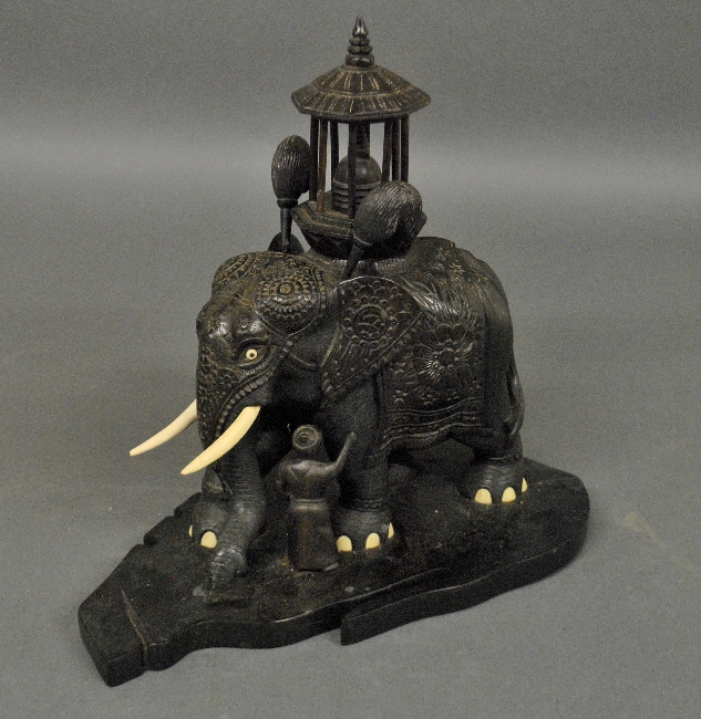 Appraisal: - Carved ebony Indian elephant early th c h x