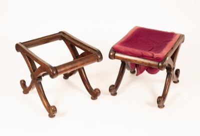 Appraisal: A pair of Regency X-framed simulated rosewood stools cm wide