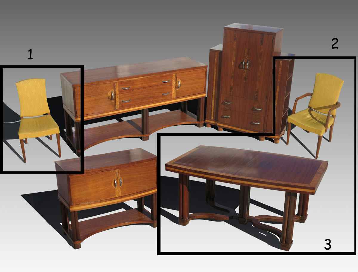 Appraisal: PAUL FRANKL JOHNSON FURNITURE CO TABLE CHAIRS Johnson Handley Johnson