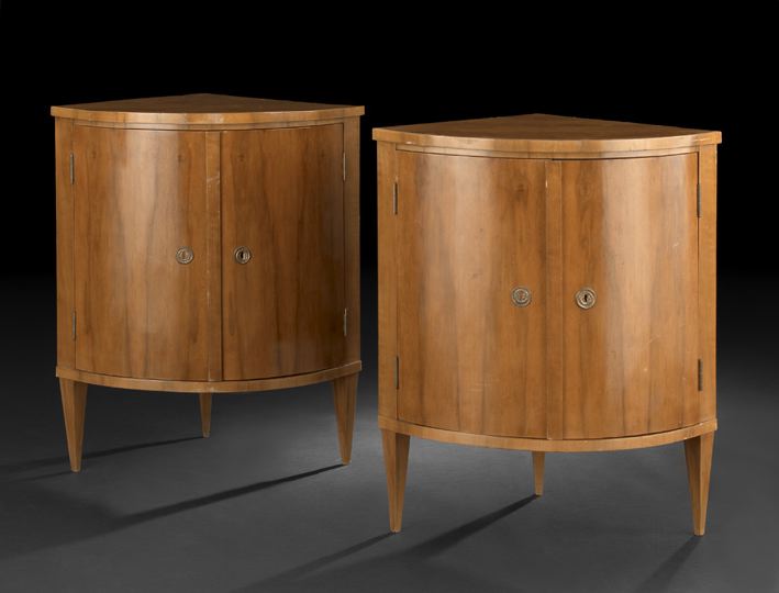 Appraisal: Pair of Continental Neoclassical Fruitwood Corner Cabinets first quarter th